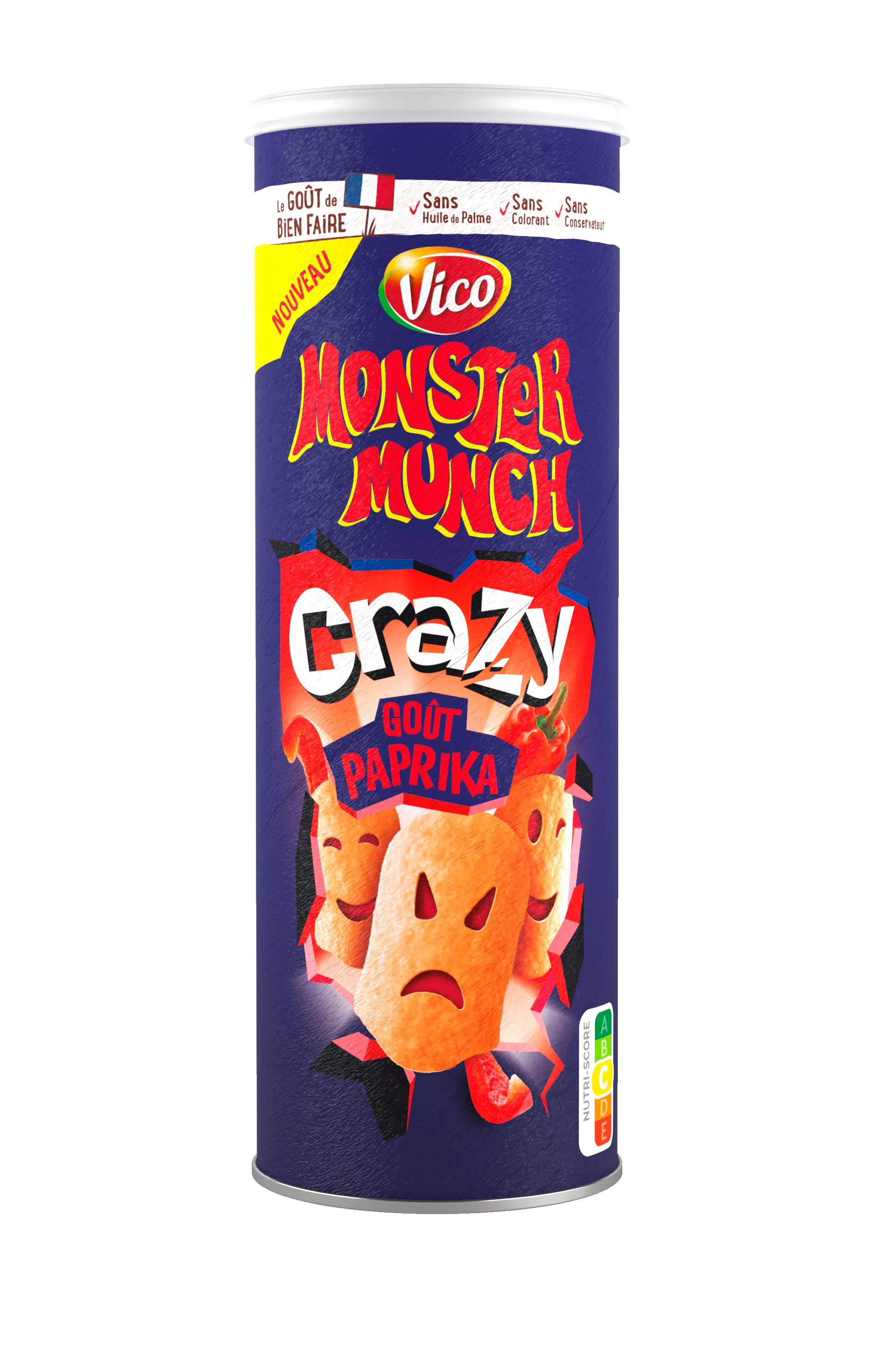 Chips MONSTER MUNCH CRAZY Tuiles Goût Paprika, 150g  - VICO