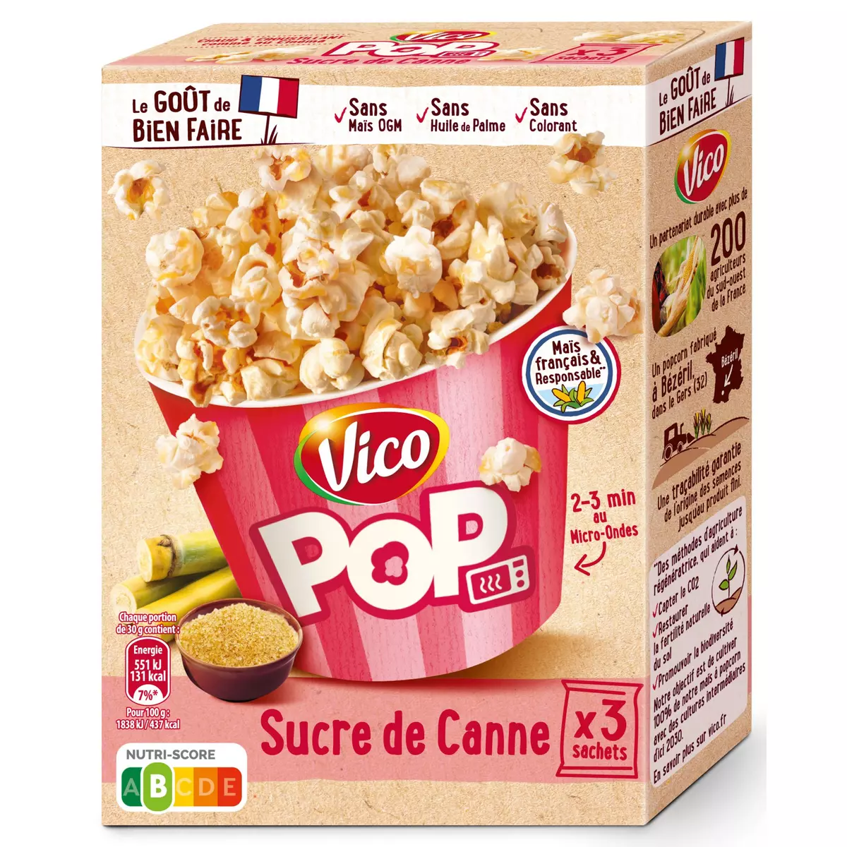 Popcorn allo zucchero di canna x3 - VICO