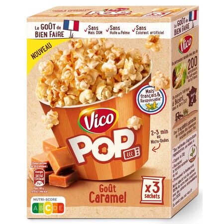 3x80g Vico Pop Corn Caramel