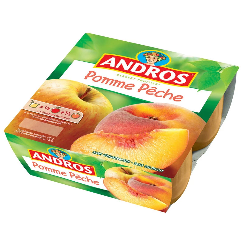 Compote pomme pêche 4x100g - ANDROS