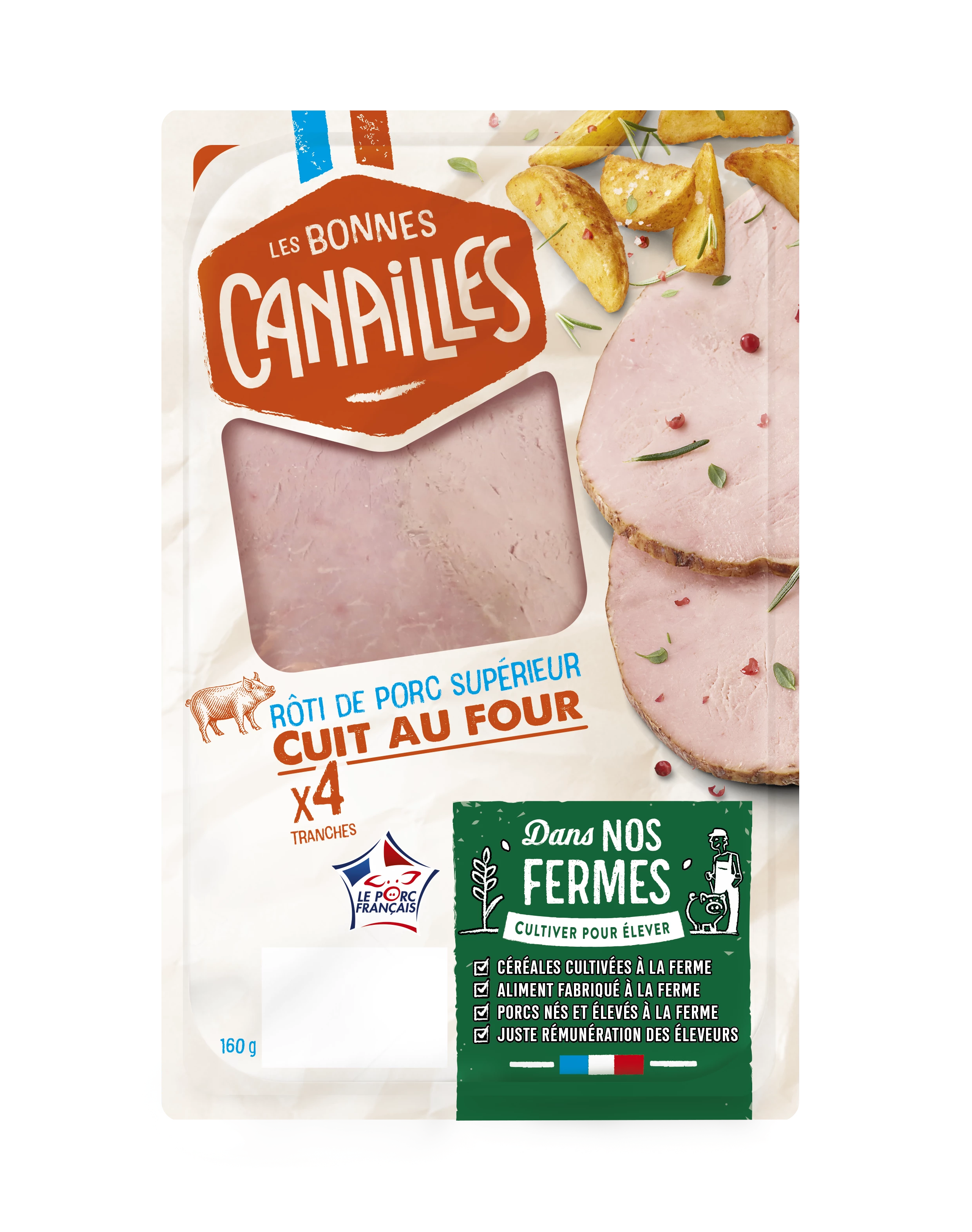 Jambon Rôti de Porc Superieur Cuit au Four, 160g - LES BONNES CANAILLES