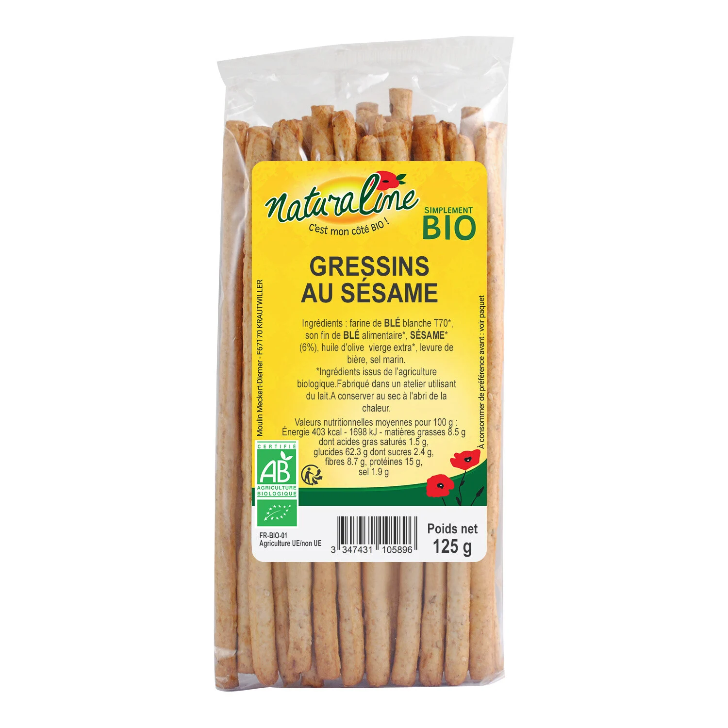 Organic Sesame Breadsticks 125g - Naturaline