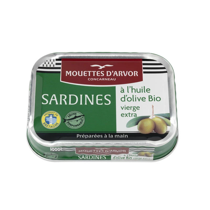 Sardine in biologische olijfolie 115g - LES MOUETTES D'ARMOR