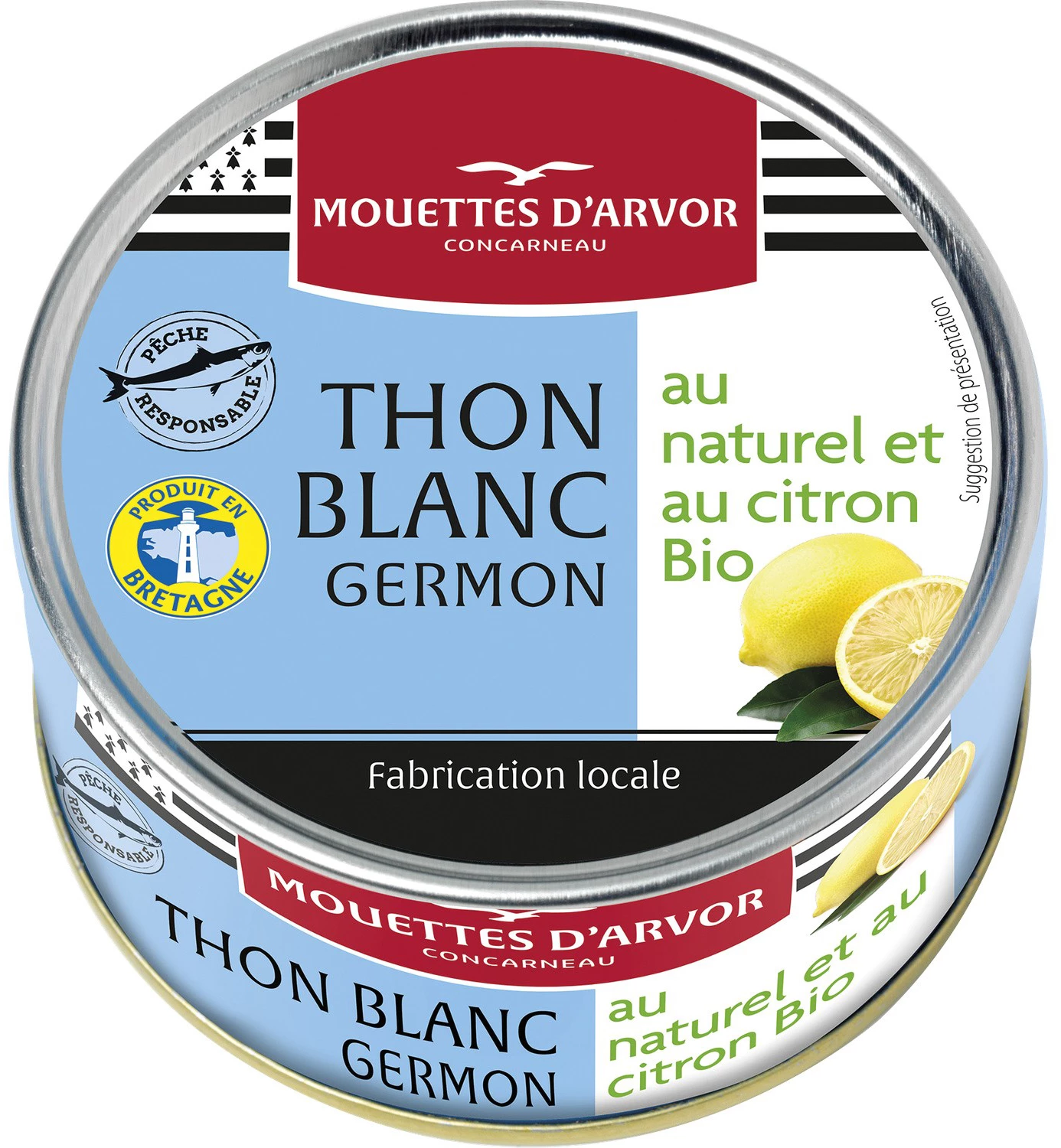 Natuurlijke Witte Tonijn Met Citroen Bio 160g - LES MOUETTES D'ARMOR