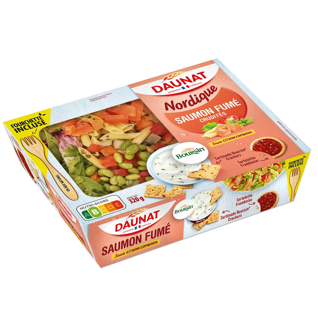 Nordic Salad Smoked Salmon Crudités Lemon Combava Sauce 320g - Daunat