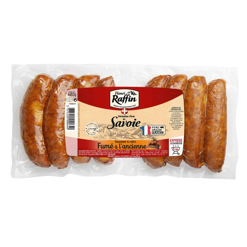 Saucisses Diots Fumé à l'Ancienne, 2x4 680g - HENRI RAFFIN