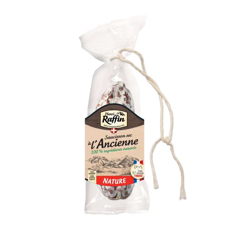 Saucisson Sec Nature à l'Ancienne, 180g - HENRI RAFFIN