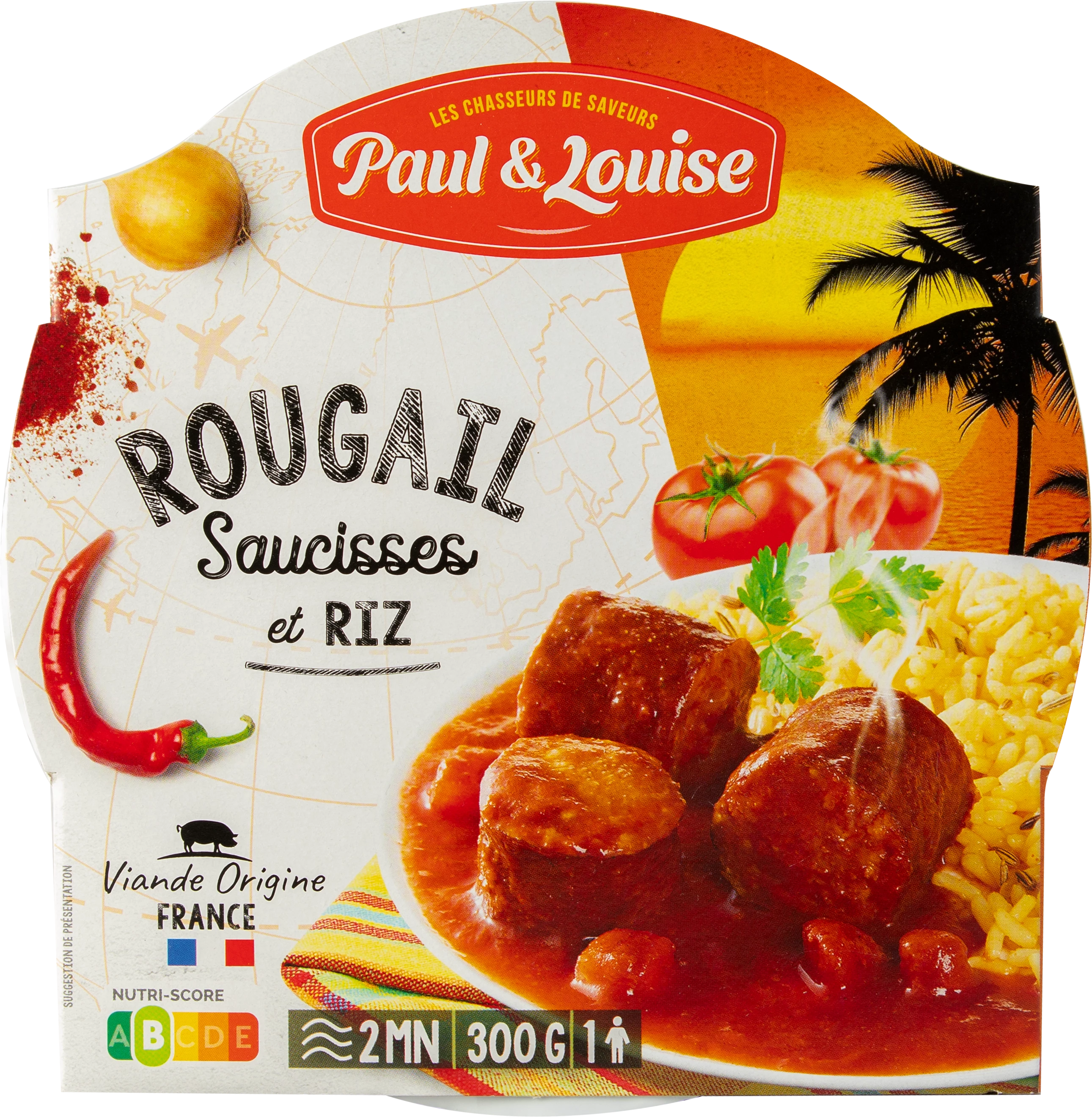 Rougail-Würstchen und Reis, 300 g - PAUL & LOUISE