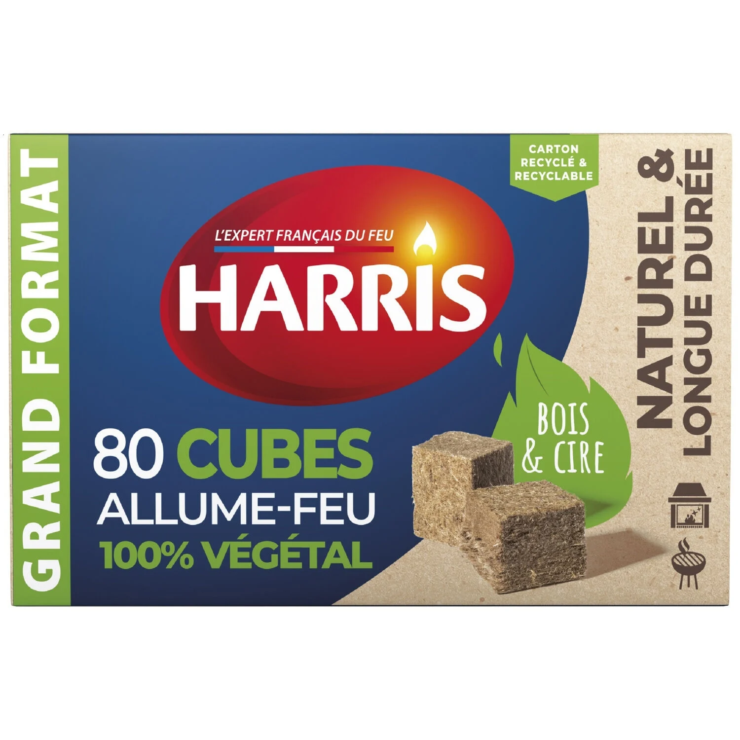 Cube fire lighter compressed wood vegetable wax 80cubes - HARRIS