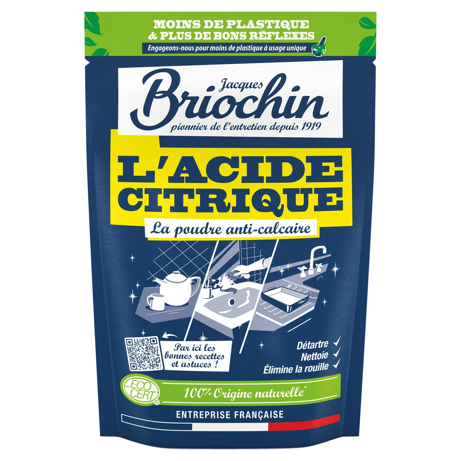 Ecocert Citric Acid Cleaner Descaler, Removes Stain, Eliminates Rust 450g - Briochin