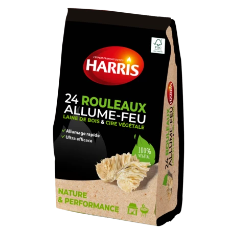 Fire Starter Rolls with Wood Wool and Vegetable Wax 24 rolls - HARRIS