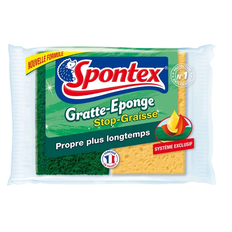 Sponge scraper to stop grease x2 - SPONTEX