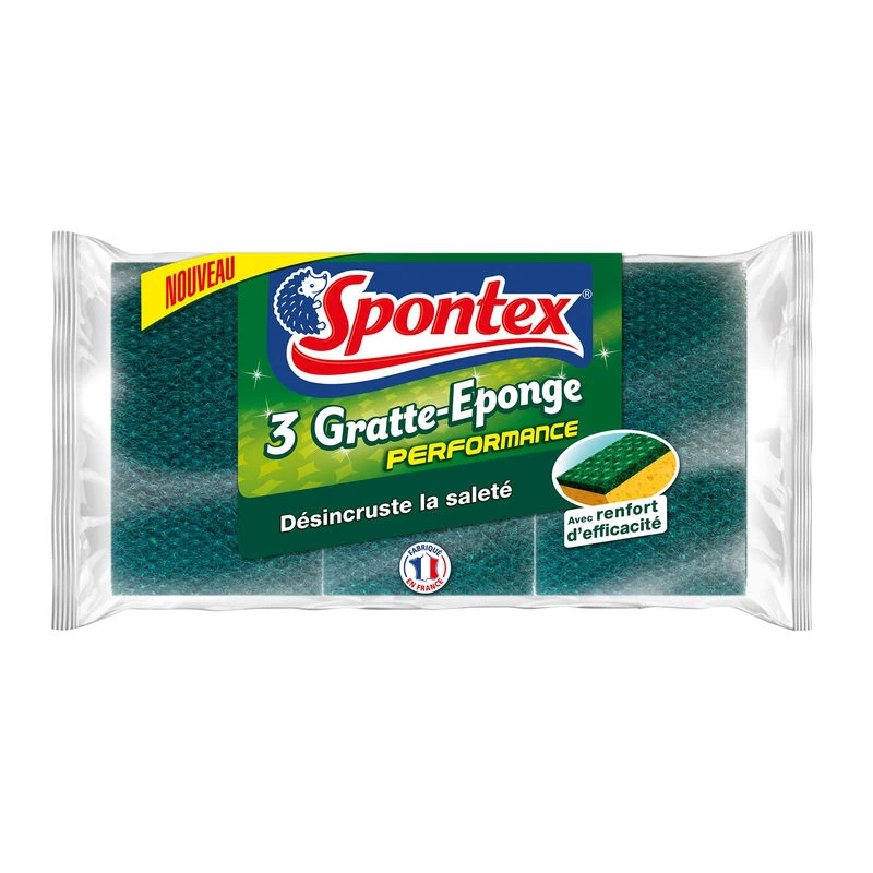 Raspador de esponja de alto rendimiento x3 - SPONTEX