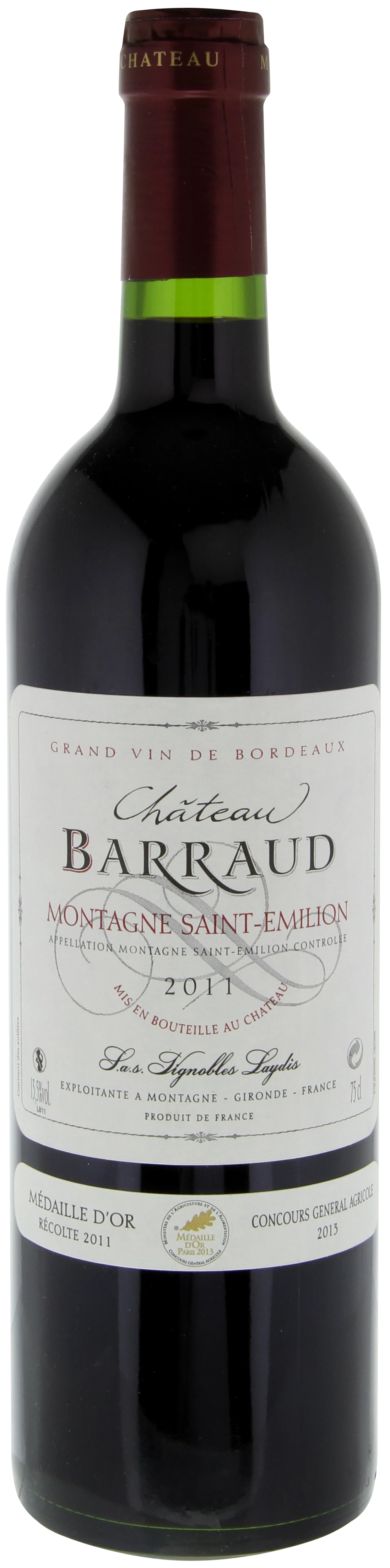 Vin Rouge Montagne Saint-Emilion, 12,5°, 75cl - CHÂTEAU BARRAUD