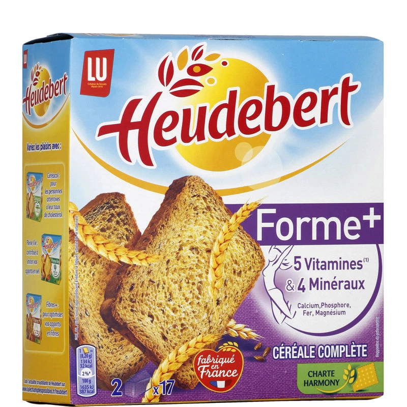 Biscottes aux céréales complètes forme+ 280g - HEUDEBERT