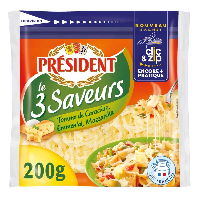 Fromage Rapé 3 fromages 200g - PRESIDENT