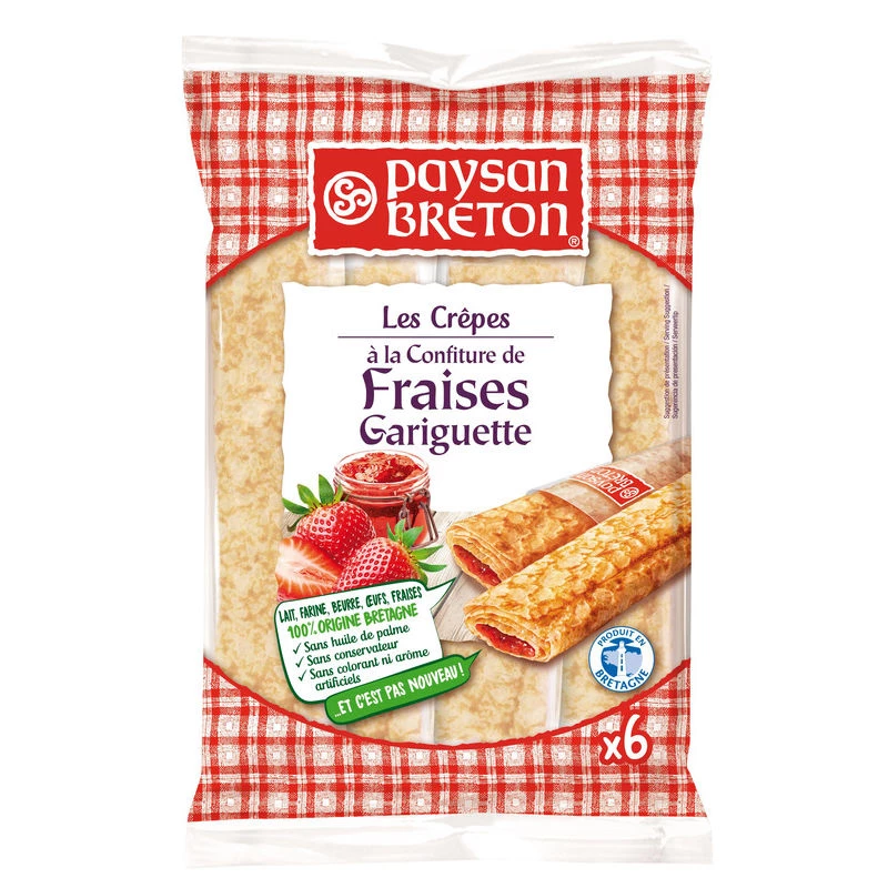Tortitas con Mermelada de Fresa Gariguette 180g - PAYSAN BRETON