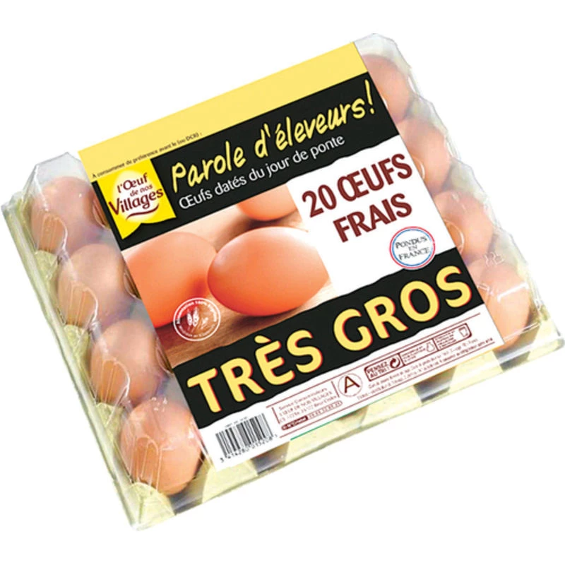 Oeufs frais datés Parole d'éleveur X20 - L'OEUF DE NOS VILLAGES