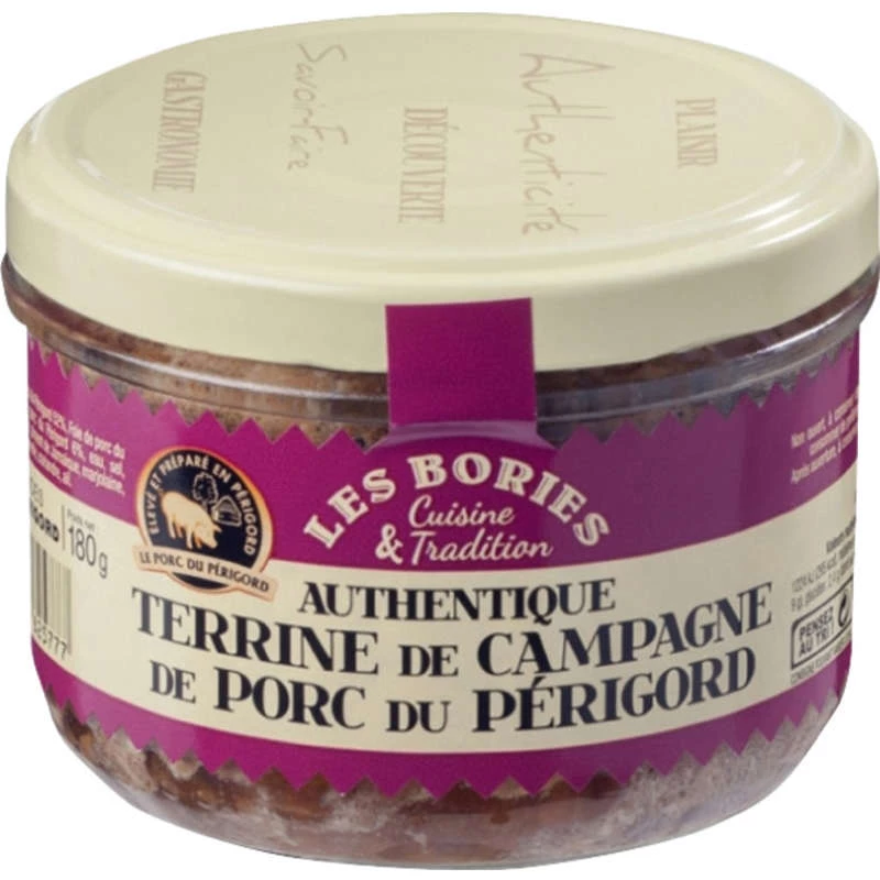 Terrine Campagne de porc de périgord 180g - LES BORIES