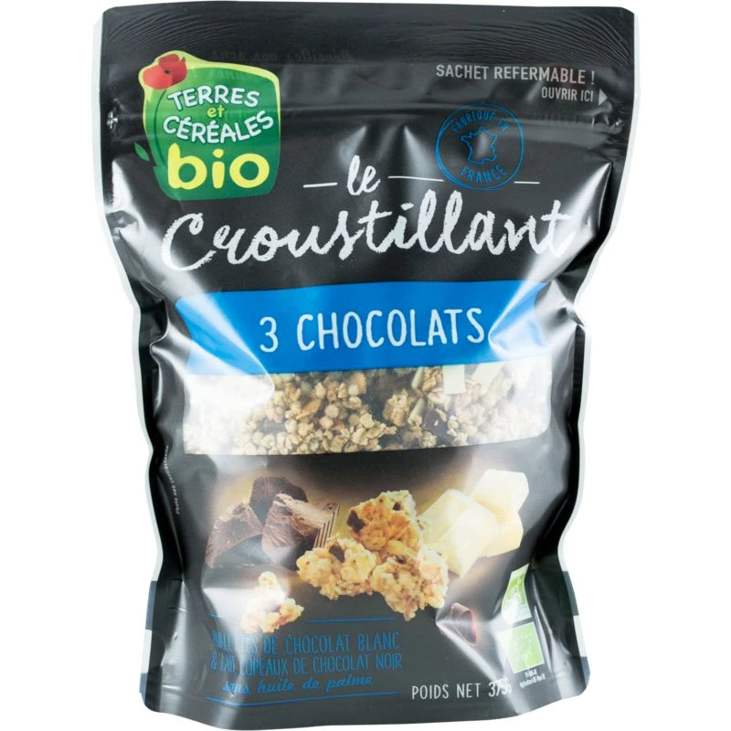 Muesli 3 chocolats BIO 375g - TERRES ET CÉRÉALES