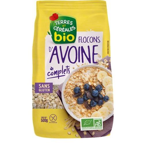Flocons avoine bio sans gluten 500g - TERRES ET CÉRÉALES