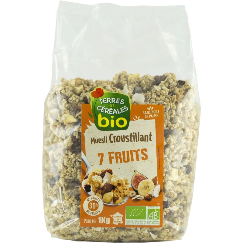 Muesli croustillant 7 fruits Bio 1kg - TERRES ET CÉRÉALES