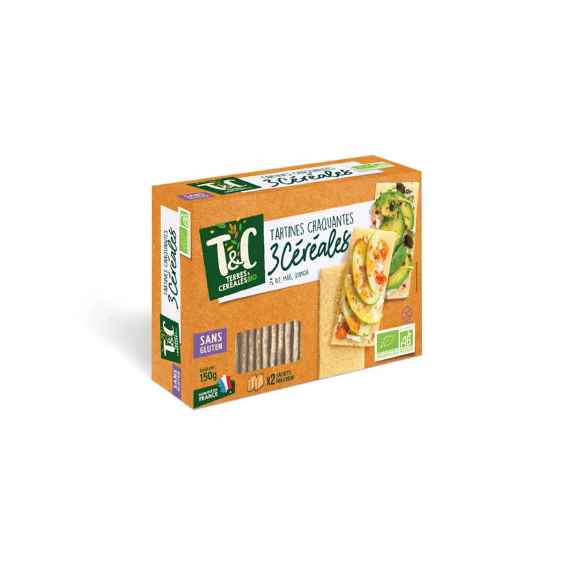 Toast Croccante 3 Cereali Biologici - TERRES ET CEREALES