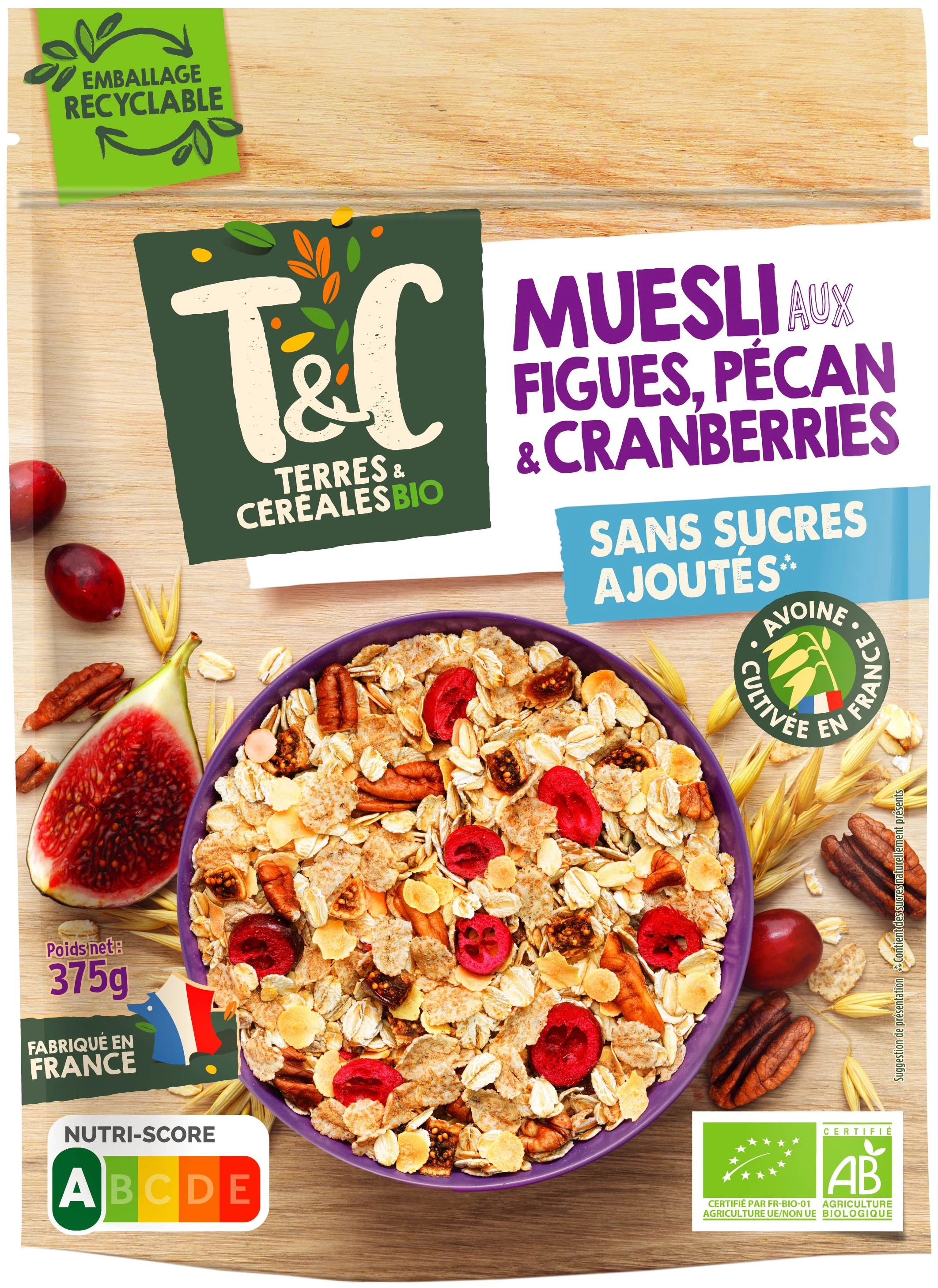 Muesli Figes Cranb Bio 375g