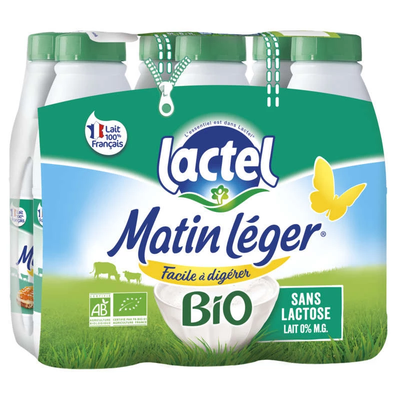 Organic Light Morning Skimmed Milk 6x1l - LACTEL