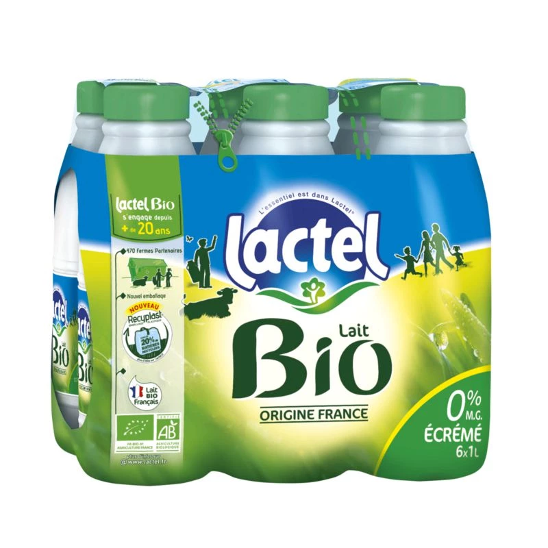 जैविक स्किम्ड दूध 0% वसा 6x1L - LACTEL