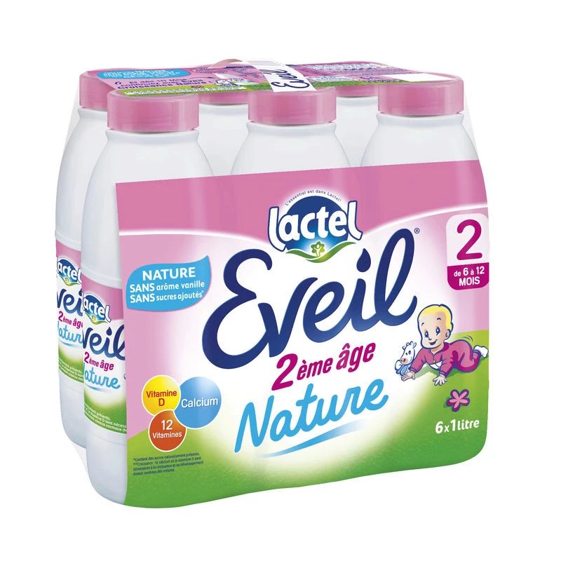 Lait liquide eveil nature 2ème âge 6x1L - LACTEL