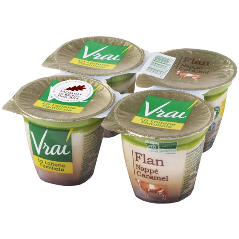 Yogurt Flan Caramel topping 4x125g - Vrai