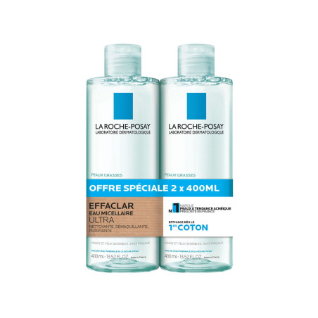 EFFACLAR Eau Micellaire Purifiante Lot de 2 x 400 ml - LA ROCHE POSAY