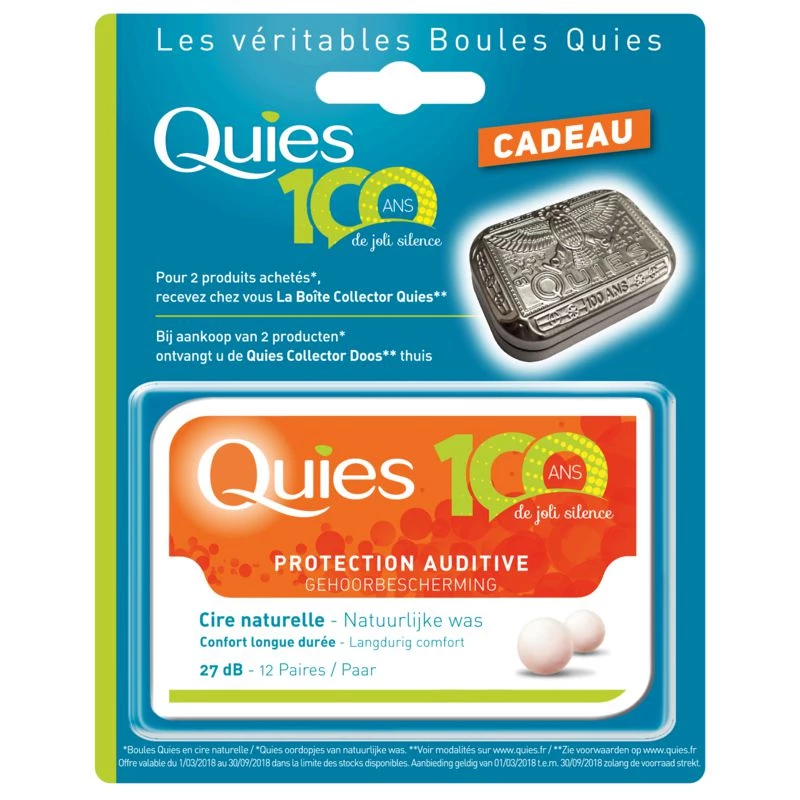 Protection Auditive Cire Naturelle, 27 Db X12 - Quies