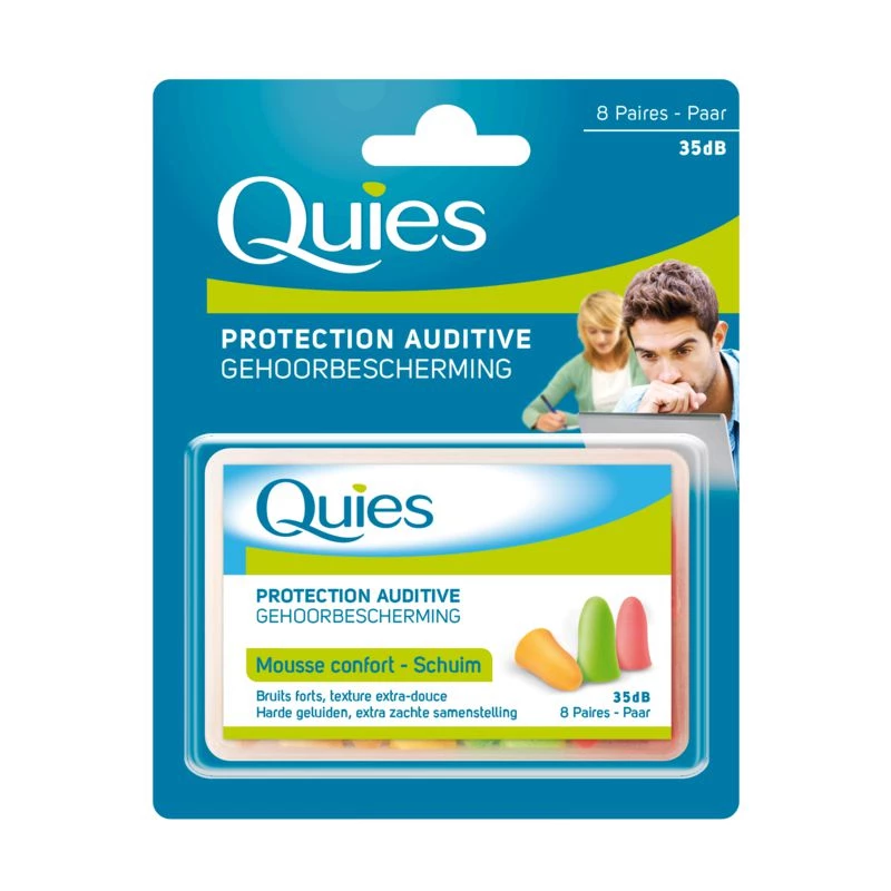 Protection Auditive Mousse Confort Fluo, 35 Db X8 - Quies