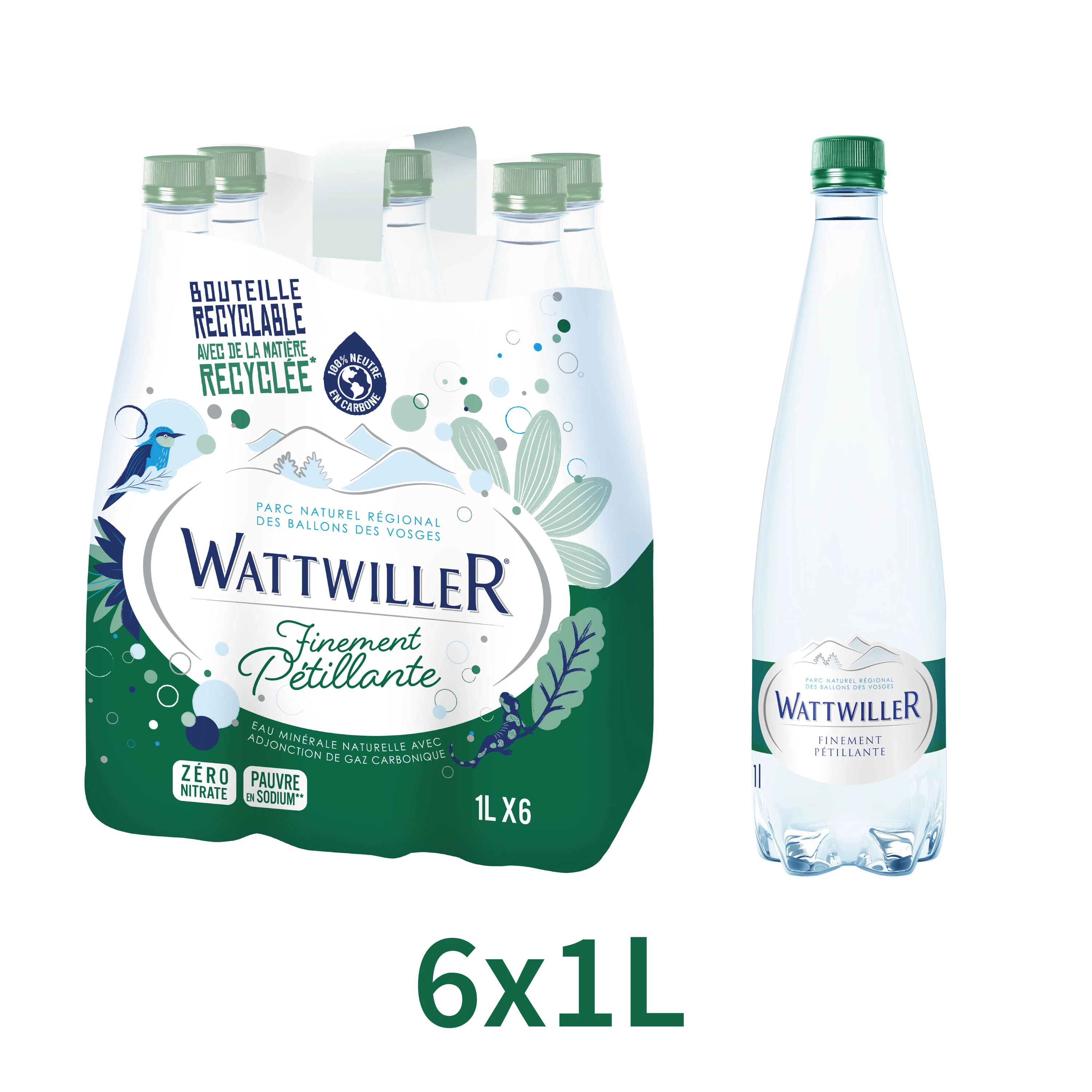 Eau Finement pétillante 6X1L - WATTWILLER