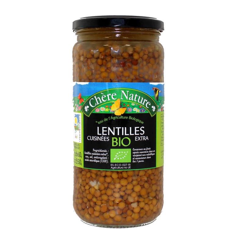 Lentilles cuisinées Bio Bocal 72cl - CHERE NATURE