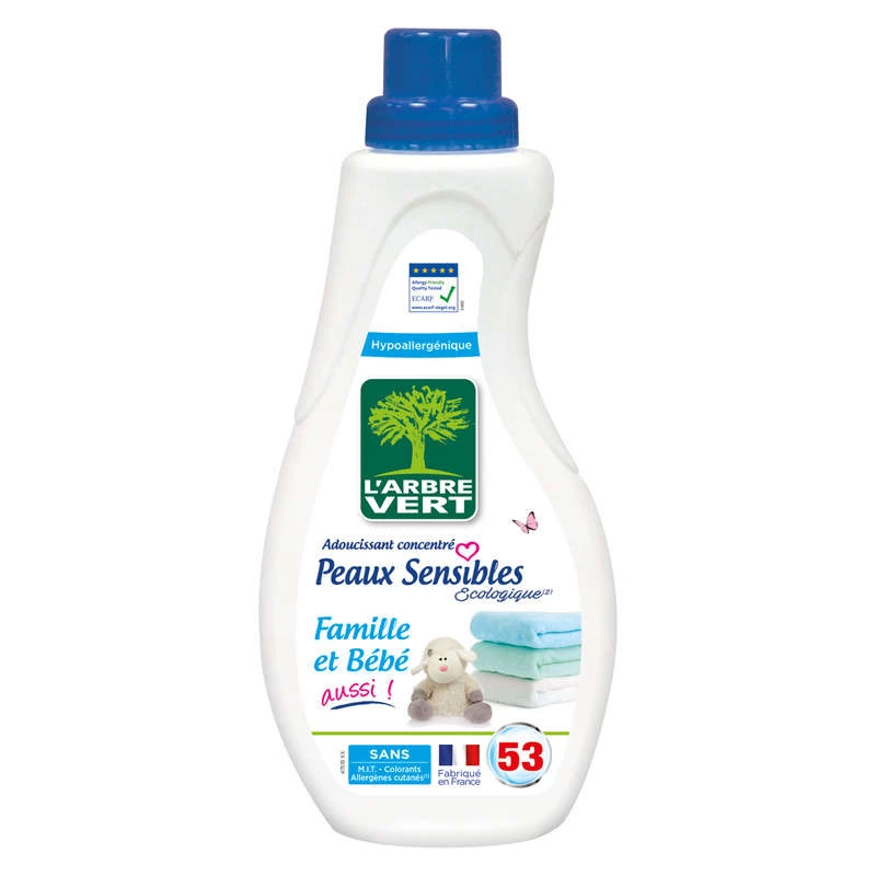 Adoucissant peaux sensibles famille et bébé 800ml - L'ARBRE VERT