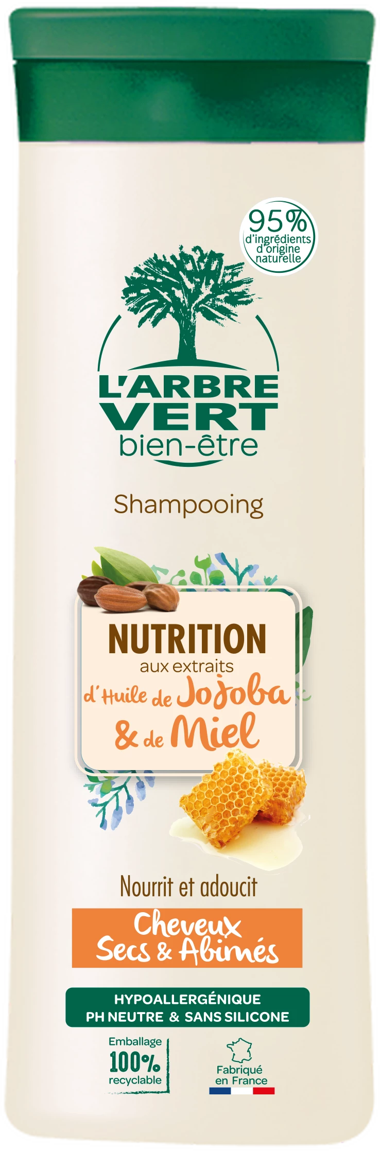 Nutritional Care Shampoo With Jojoba Oil And Honey Extracts For Dry And Damaged Hair 250ml - L'arbre Vert Bien-etre