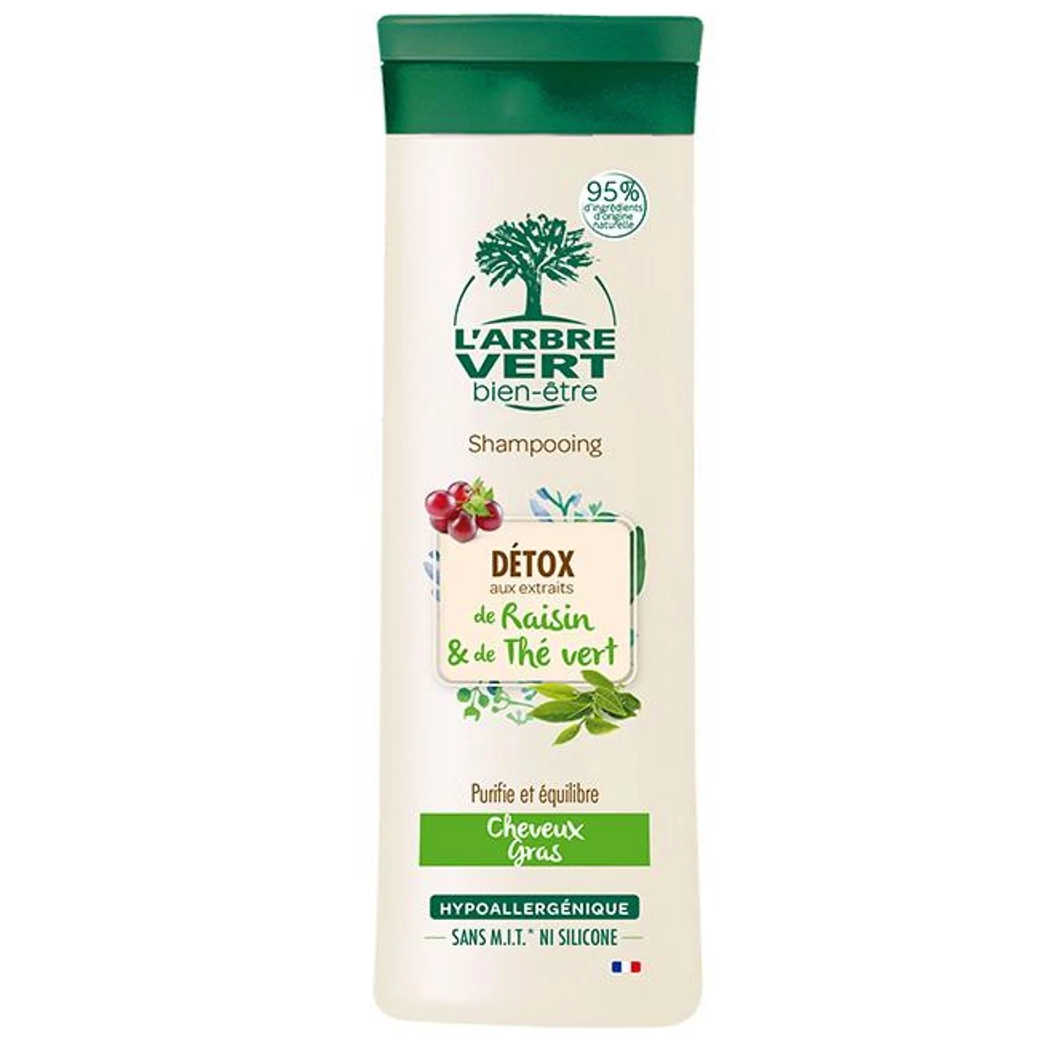 Shampooing détox cheveux gras 250ml - L'ARBRE VERT