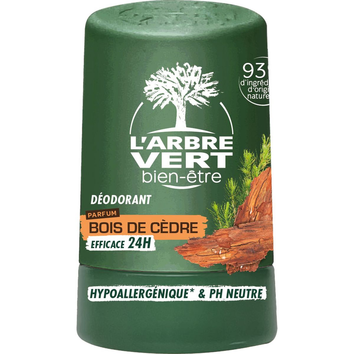 Déodorant Bille Hypoallergénique Bois De Cèdre Anti Traces Efficacité 24h - L'arbre Vert