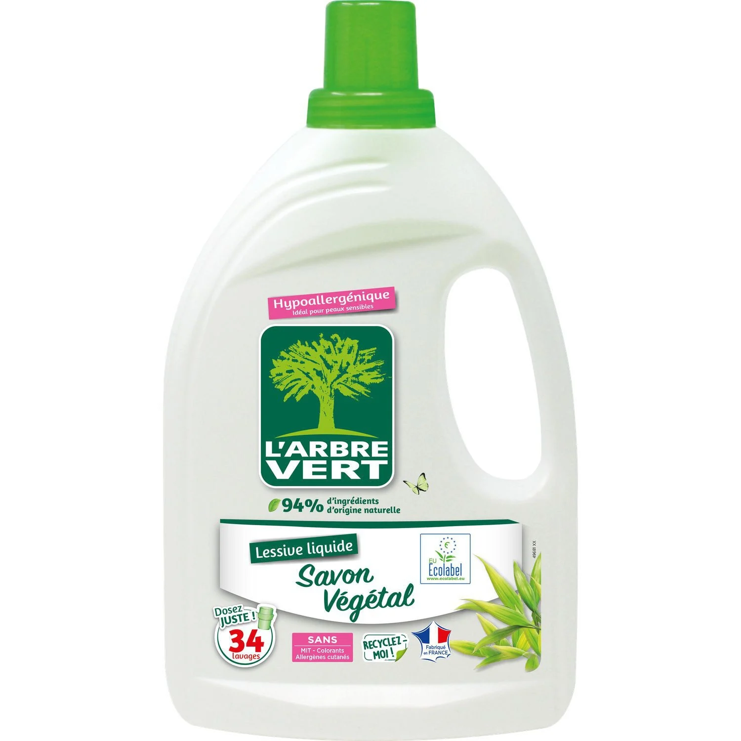 Hypoallergenic liquid laundry with vegetable soap 1.5L - L'arbre Vert