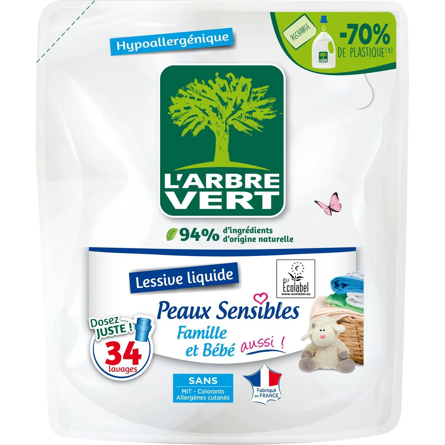 Liquid Detergent Refill Hypoallergenic, Sensitive Skin 1.5l -l'arbre Vert