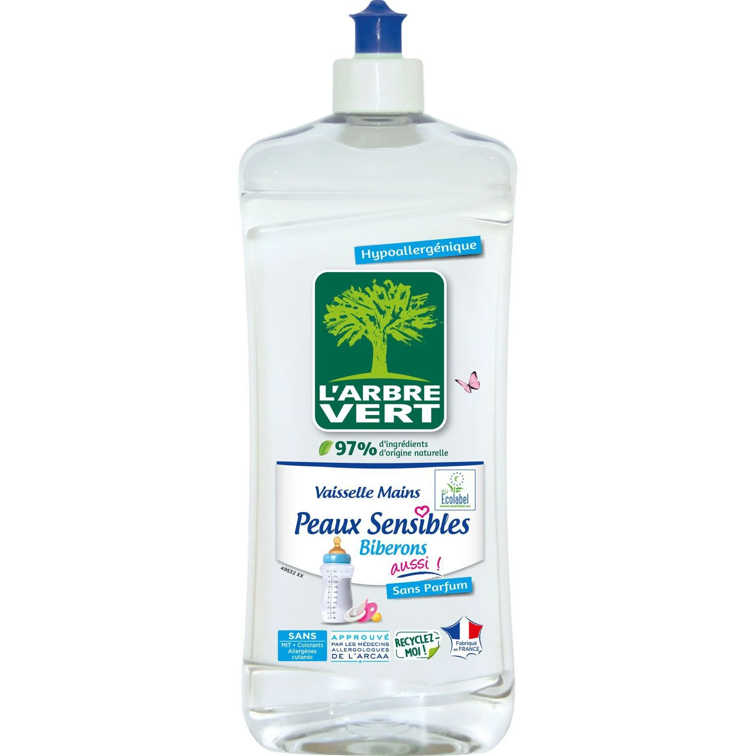 Dishwashing liquid Hypoallergenic sensitive skins 750ml - L'arbre Vert