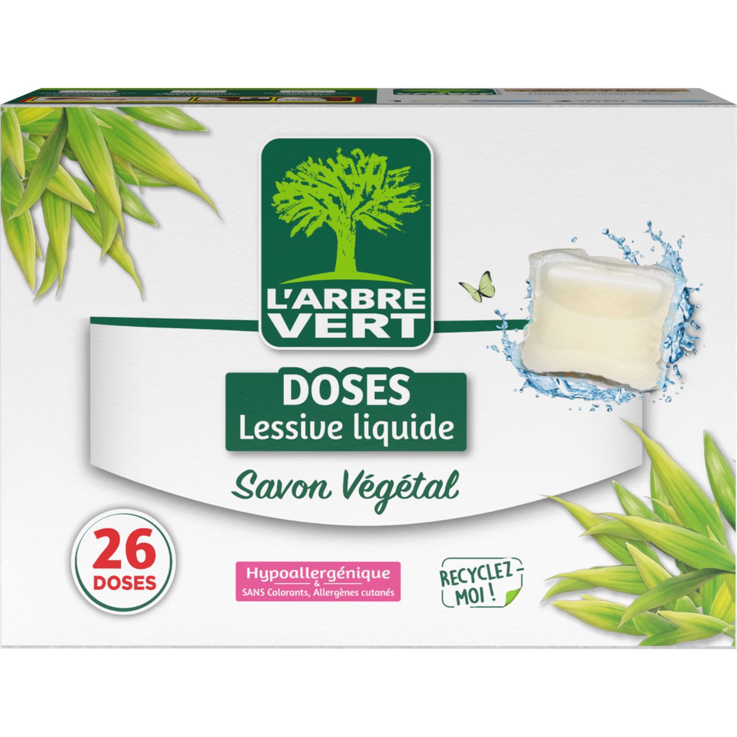 Lessive liquide en doses savon vegetal hypoallergenique, x26 - L'ARBRE VERT