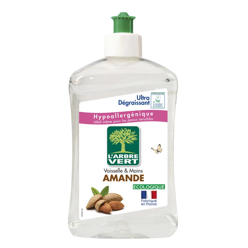 Liquide vaisselle & mains amande 500ml - L'ARBRE VERT