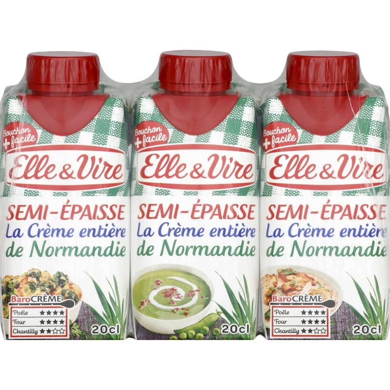 Semi Thick Cream Whole Cream 30% 3x20cl - ELLE & VIRE