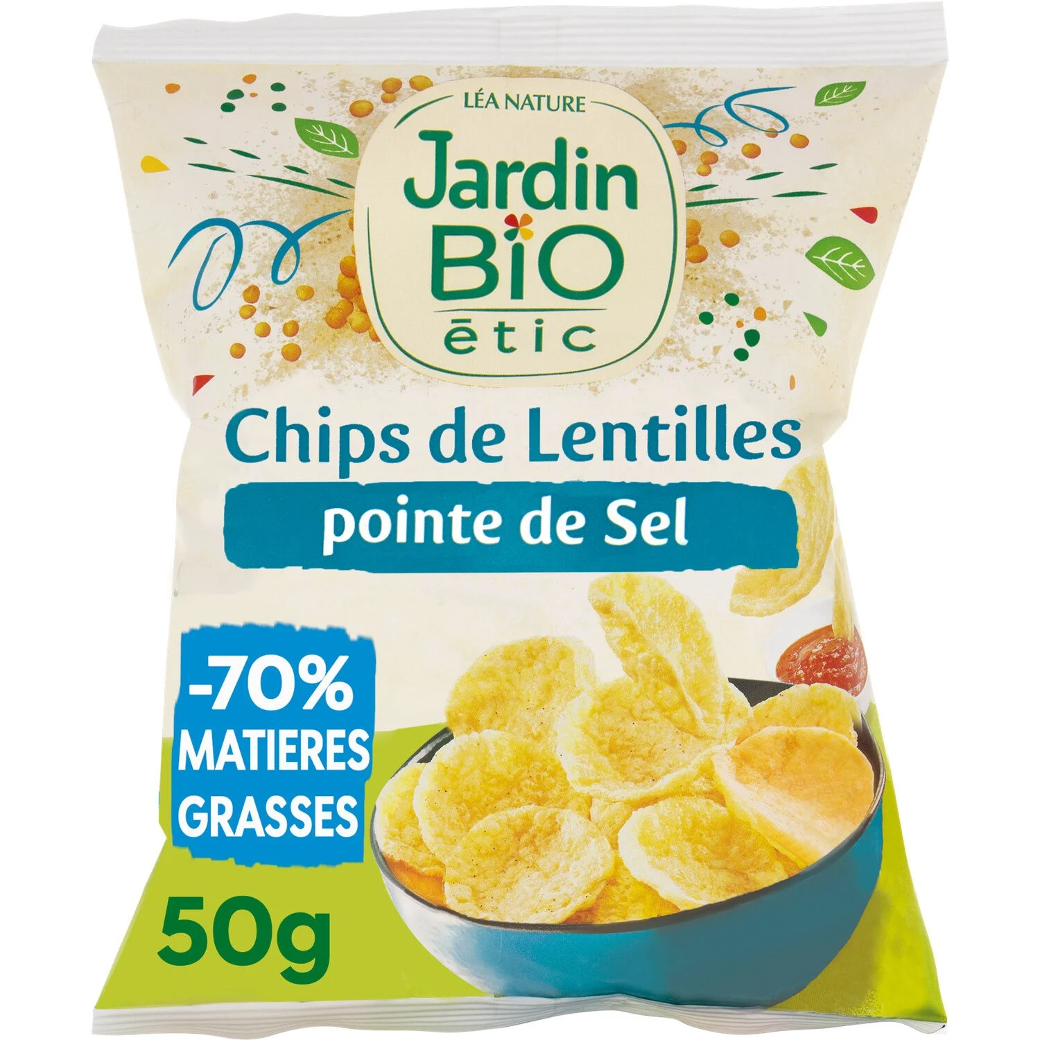 Lentil chips point of salt without organic gluten 50g - Jardin Bio Etic