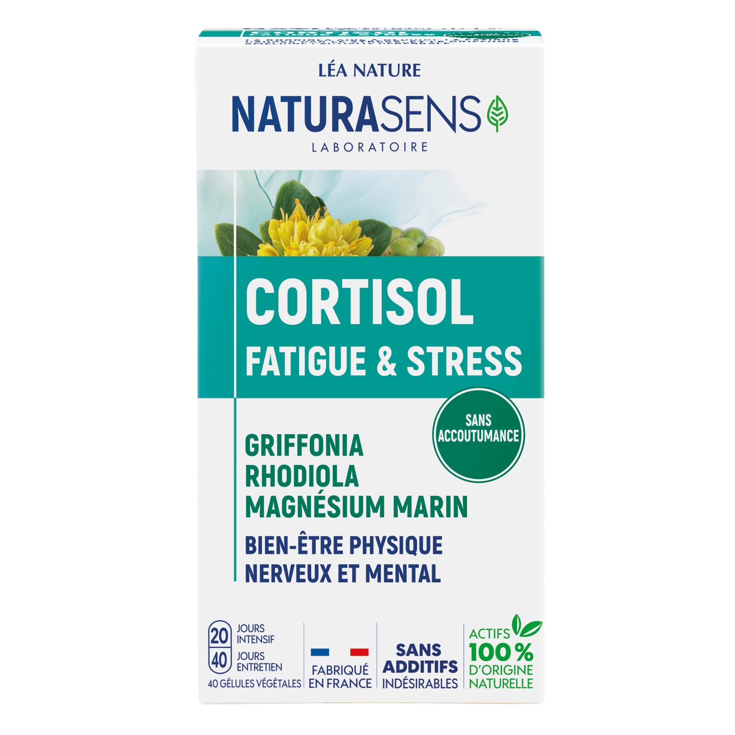 Complément alimentaire cortisol fatigue et stress, 40 gélules - NATURASENS