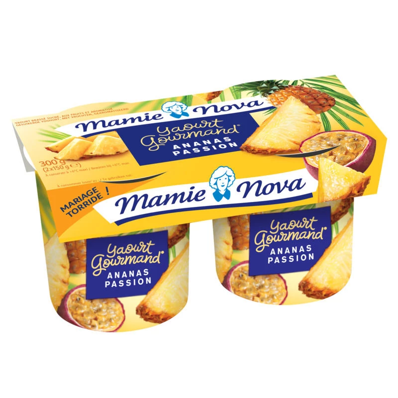 Yaourt gourmand ananas/passion 2x150g - MAMIE NOVA